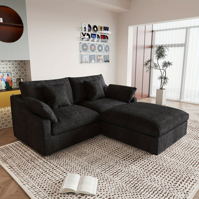 Sky Cloud Slope Sectional Sofa, Cozy Comfort 83-Inch Linen L-Shaped Sectional 2 Seater with Ottoman, Living Room Sofa, Sofa Sectional for Living Room, Couch for Bedroom, Foldable Sofa, Comfy Couch, Bedroom Seating, Lounge Fur