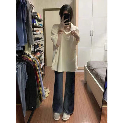 Women's Harajuku BF Style Lapel Short Sleeve