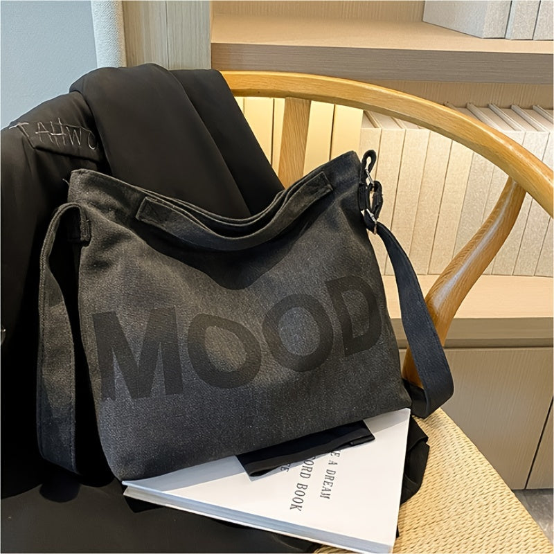 Large-capacity Ins Korean Student Letter Canvas Tote Bag, Simple And Versatile One-shoulder Crossbody