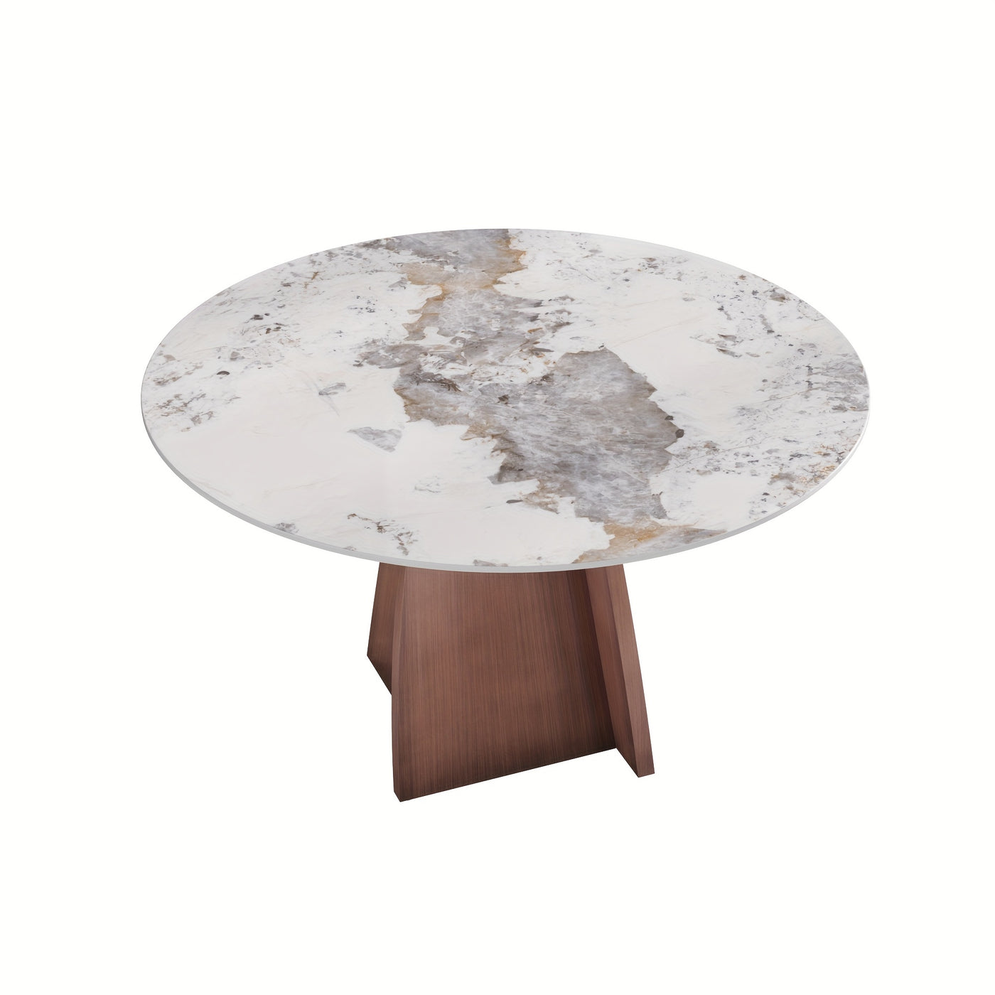 Dining Table for 6 - Sintered Stone Round Dining Table(Chairs Not Included), Modern Marble Dining Table, Glossy White Stone Tabletop, Circle Dining Table for Dining Room, Table Only