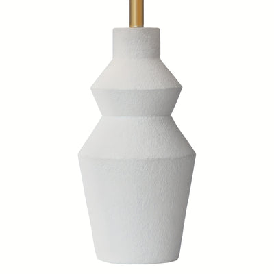 Modern Farmhouse Table Lamp with White Cement Base & Black Linen Shade - Rustic Single Bedside Lamp with Switch, Sturdy for Bedroom, Living Room, Office - Compatible with E27 (Bulb Not Included) - Ideal Housewarming Gift, Min