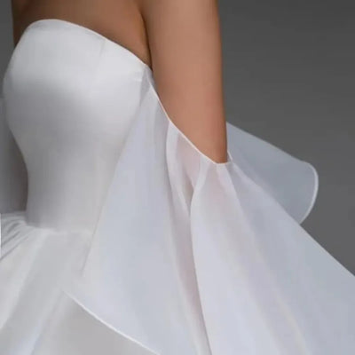 Short Srapless Wedding Dress Off Shoulder Mini Lace-up Bridal Gown Simple Vestido De Novia