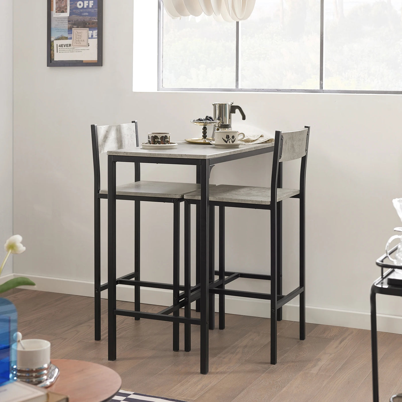 SoBuy OGT03 bar table set 3-piece dining table bistro table balcony furniture bistro furniture