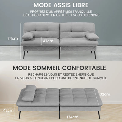 Fold-out Futon Cover Sofa Sleeper Sleeper Fits Corner Sofa 3-Seater Guest Sofa with Adjustable Backrest fabric