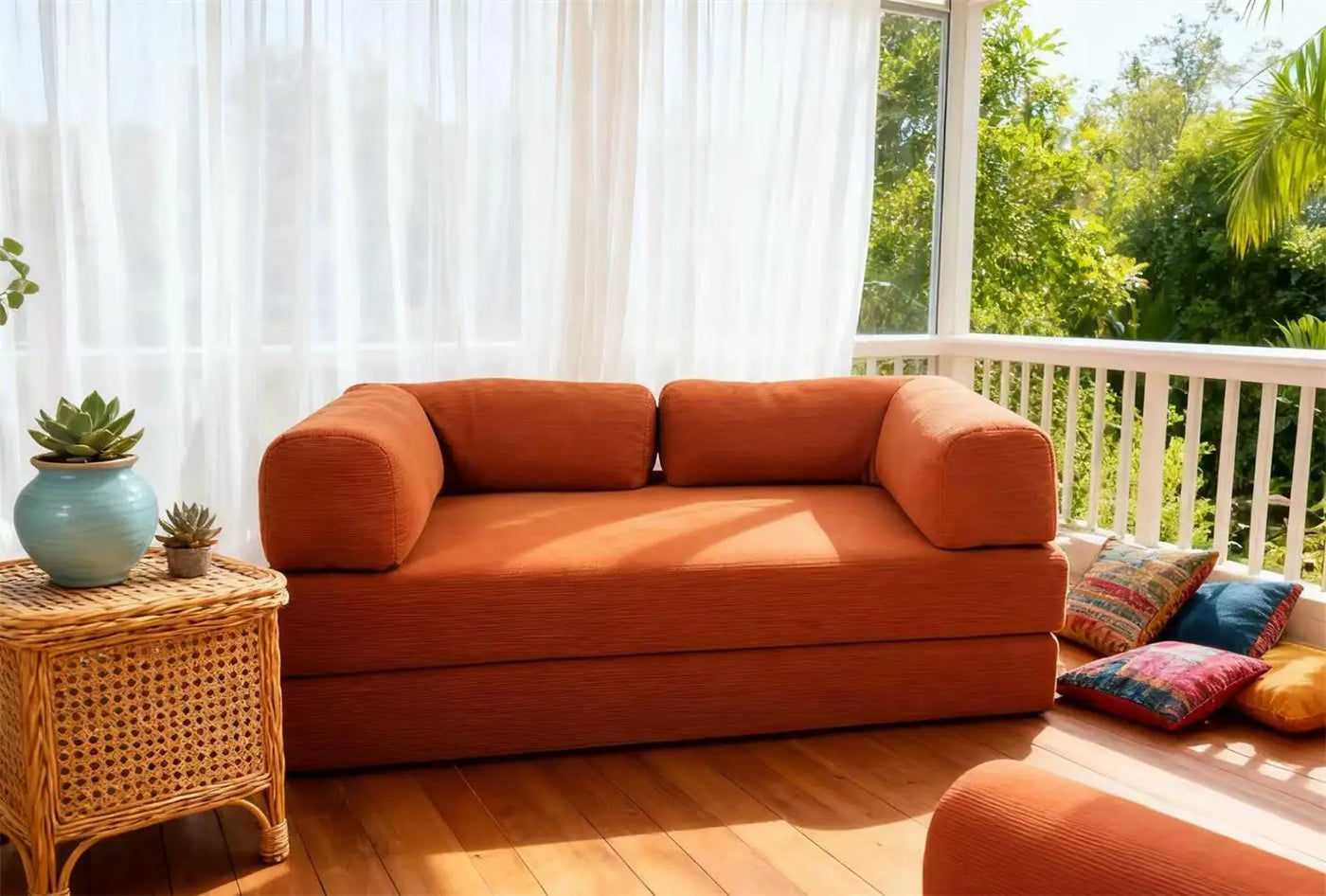 EU warehouse 2025 removable washed corduroy modular compression sofa 200 cm sleeper sofa bed bedroom furniture