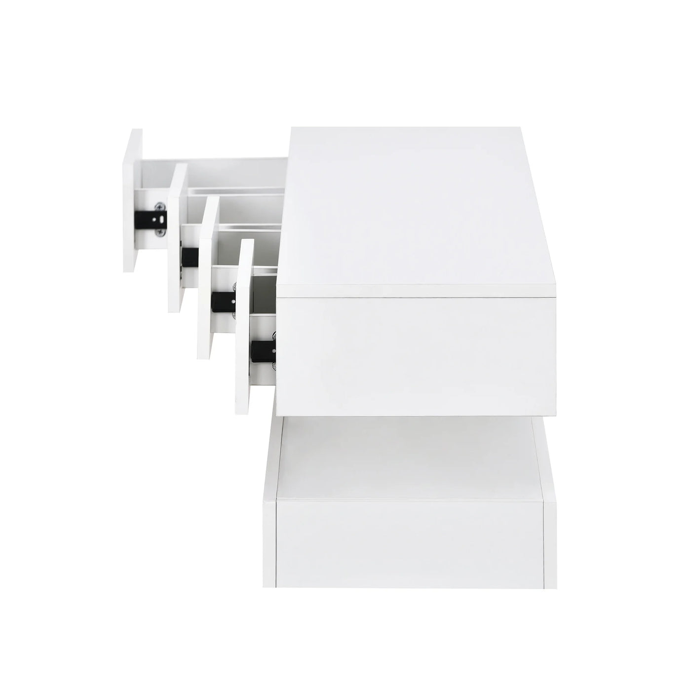 Wall mounted TV wardrobe, TV stand, TV furniture with 2 cabinets and 4 large drawers, 16 color LED lighting