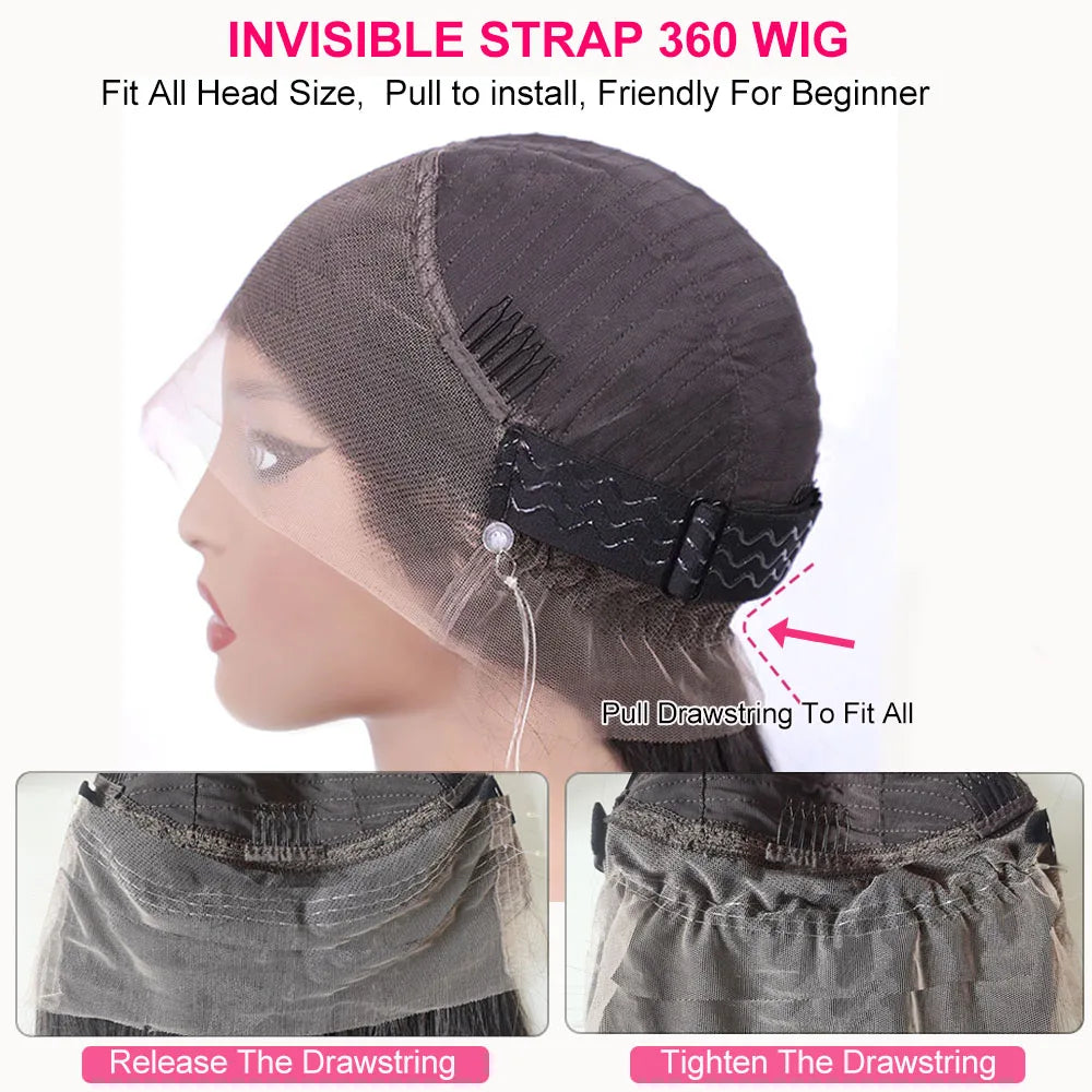 250 Density Invisible Strap 360 Full HD Lace Glueless Wig Deep Wave Frontal Wig 30 Inch Water Wave Lace Front Wigs Human Hair