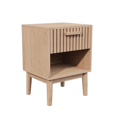 Rosahqnda Bedside Table 2 Set Boho Bedside Table with Open Shelves and Drawer Natural Wood side table table Bedside Table