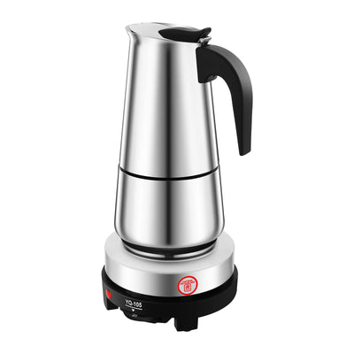 9-Cup Espresso Maker Moka Pot Coffee Infusing w/Electric Stove Stainless 450ml