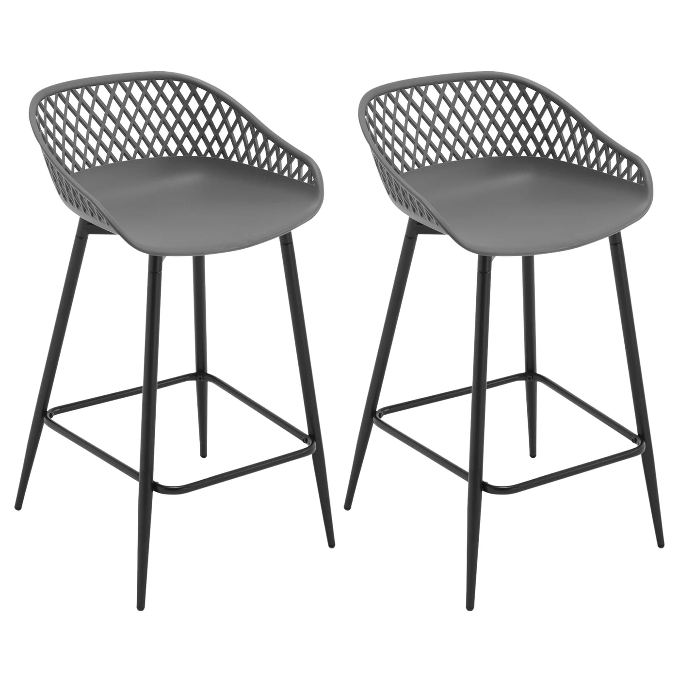 2PCS/CET Plastic Bar Stools Counter Stool with Hollow Backrest  Footrest  High Kitchen Stool for Dining Room  Bar Outdoor Patio