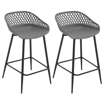 2PCS/CET Plastic Bar Stools Counter Stool with Hollow Backrest  Footrest  High Kitchen Stool for Dining Room  Bar Outdoor Patio