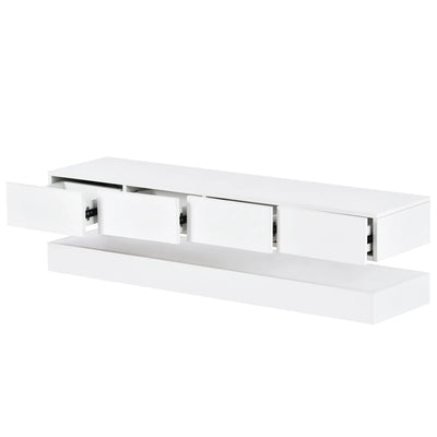 Wall mounted TV wardrobe, TV stand, TV furniture with 2 cabinets and 4 large drawers, 16 color LED lighting