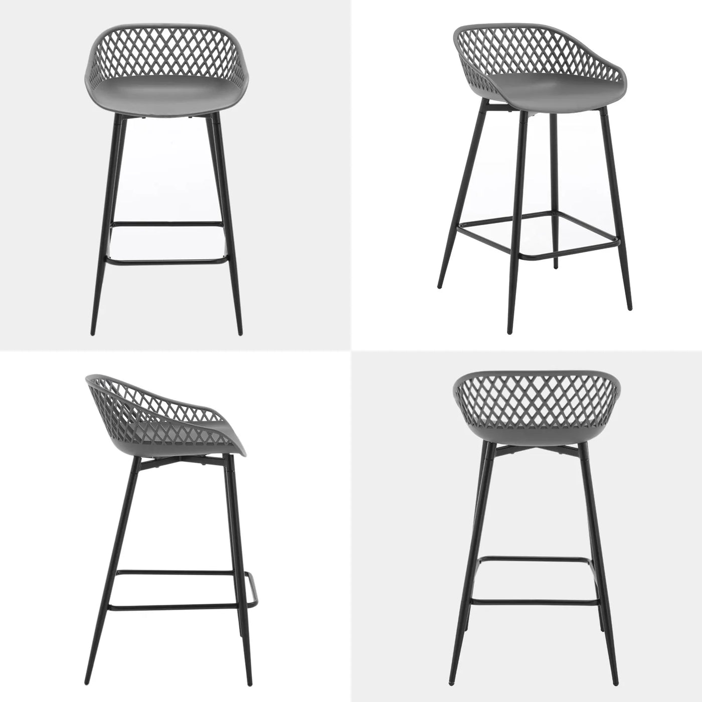 2PCS/CET Plastic Bar Stools Counter Stool with Hollow Backrest  Footrest  High Kitchen Stool for Dining Room  Bar Outdoor Patio