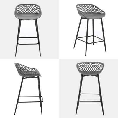 2PCS/CET Plastic Bar Stools Counter Stool with Hollow Backrest  Footrest  High Kitchen Stool for Dining Room  Bar Outdoor Patio