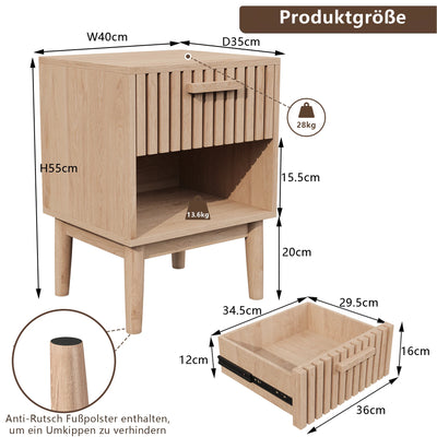 Rosahqnda Bedside Table 2 Set Boho Bedside Table with Open Shelves and Drawer Natural Wood side table table Bedside Table