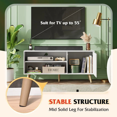 GALAXHERO TV Stand for 55 Inch TV Mid Century Modern TV Console with Storage Cabinet Entertainment Center for Living Room