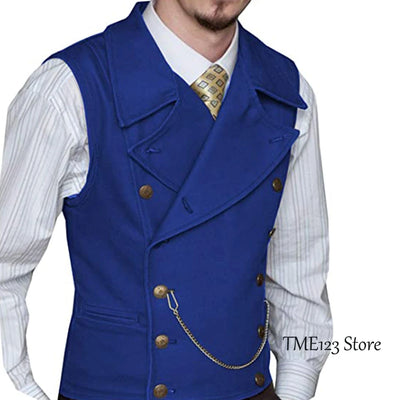 Men's Woolen Suit Vest Retro Slim Fit Double Breasted Vests Victorian Style Best Man Wedding Clothing Chaleco Hombre