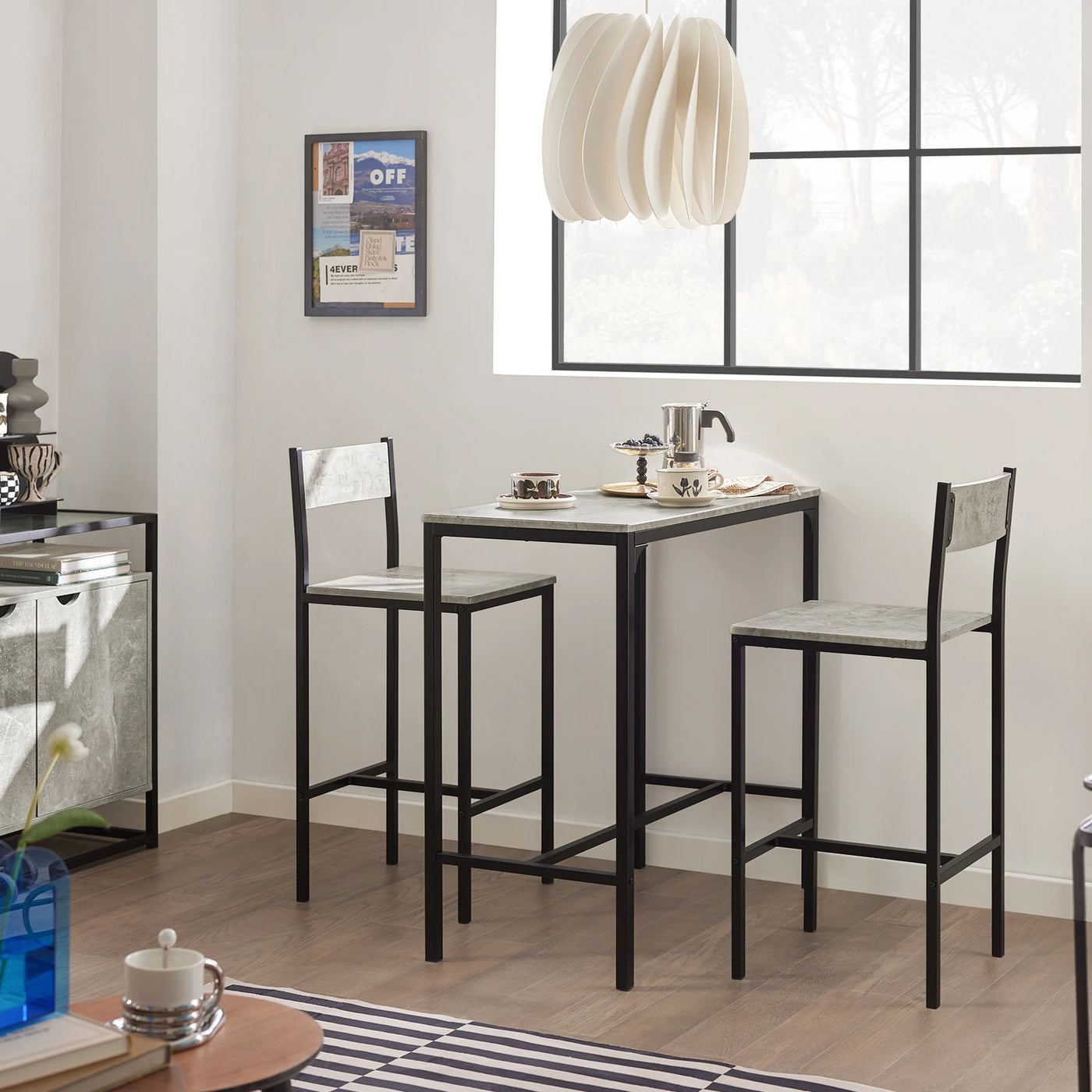 SoBuy OGT03 bar table set 3-piece dining table bistro table balcony furniture bistro furniture