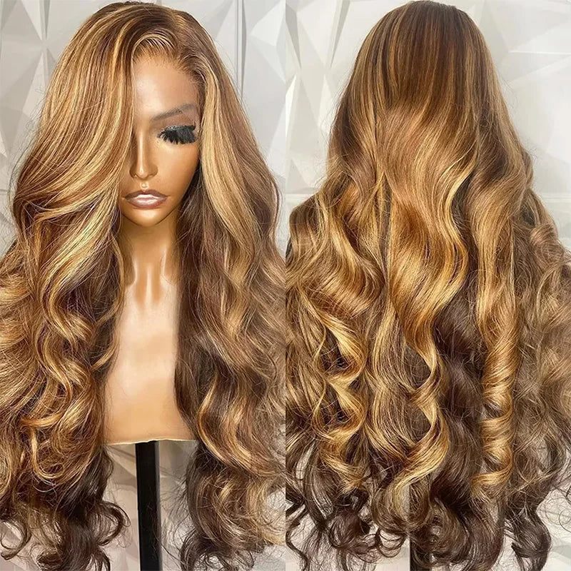 200 Density 30 32Inch 13x6 HD Lace Frontal Wig Body Wave Human Hair 427 Highlight Ombre 13x5 13x4 Lace Front Wig Brazilian Brown