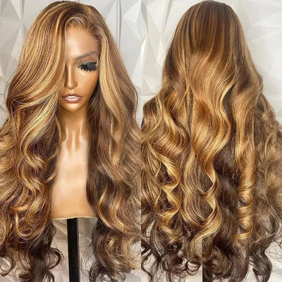 200 Density 30 32Inch 13x6 HD Lace Frontal Wig Body Wave Human Hair 427 Highlight Ombre 13x5 13x4 Lace Front Wig Brazilian Brown