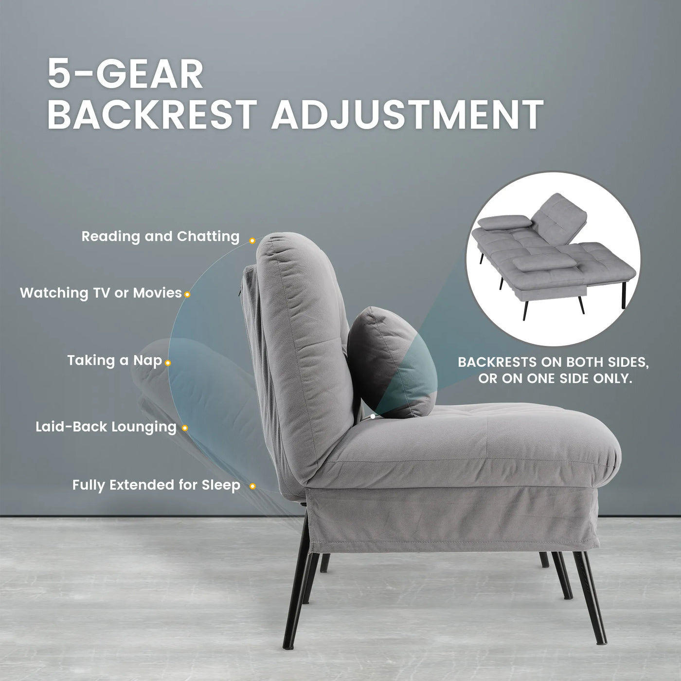 Fold-out Futon Cover Sofa Sleeper Sleeper Fits Corner Sofa 3-Seater Guest Sofa with Adjustable Backrest fabric