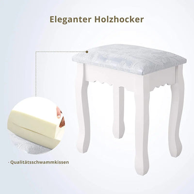 Vanity Desk with Mirror, White Makeup Desk, Vanity Desk with 3 Drawers for Bedroom