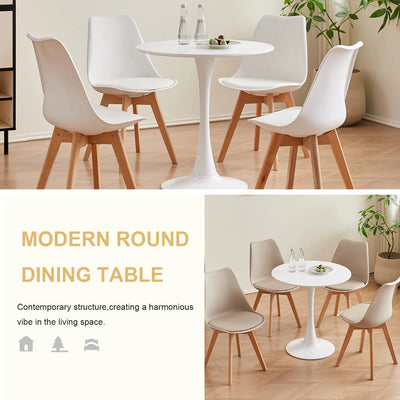 Round Dining Table Elegant White Nordic Tulip Top Dining Table Round Versatile Table Kitchen Coffee Balcony WHite/Black 70cm