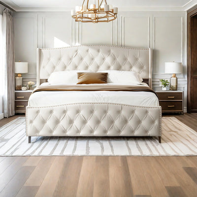 Upholstered Bed, Hydraulic Bed In Modern Style, 140/160 X 200 Cm, Gray Flannel Rivet. Double Bed Without Mattress