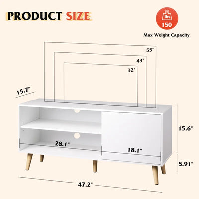 GALAXHERO TV Stand for 55 Inch TV Mid Century Modern TV Console with Storage Cabinet Entertainment Center for Living Room