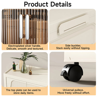 Foldable Storage Box with Clear Door Large Capacity Plastic Storage Bin Living Room Stackable Sundries Storage Box with Wheels