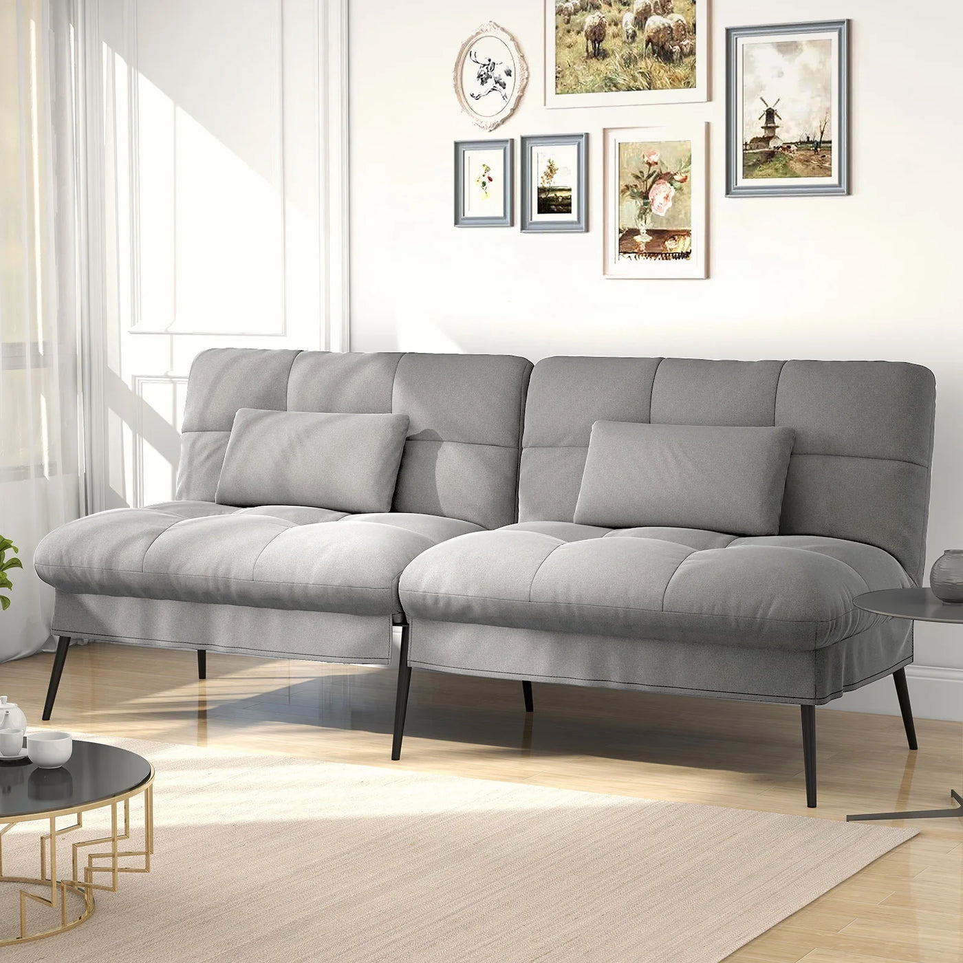 Fold-out Futon Cover Sofa Sleeper Sleeper Fits Corner Sofa 3-Seater Guest Sofa with Adjustable Backrest fabric