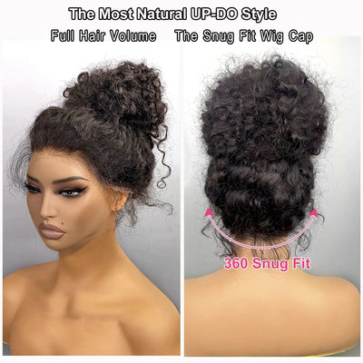 250 Density Invisible Strap 360 Full HD Lace Glueless Wig Deep Wave Frontal Wig 30 Inch Water Wave Lace Front Wigs Human Hair