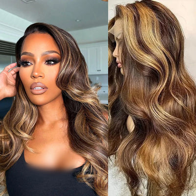 200 Density 30 32Inch 13x6 HD Lace Frontal Wig Body Wave Human Hair 427 Highlight Ombre 13x5 13x4 Lace Front Wig Brazilian Brown