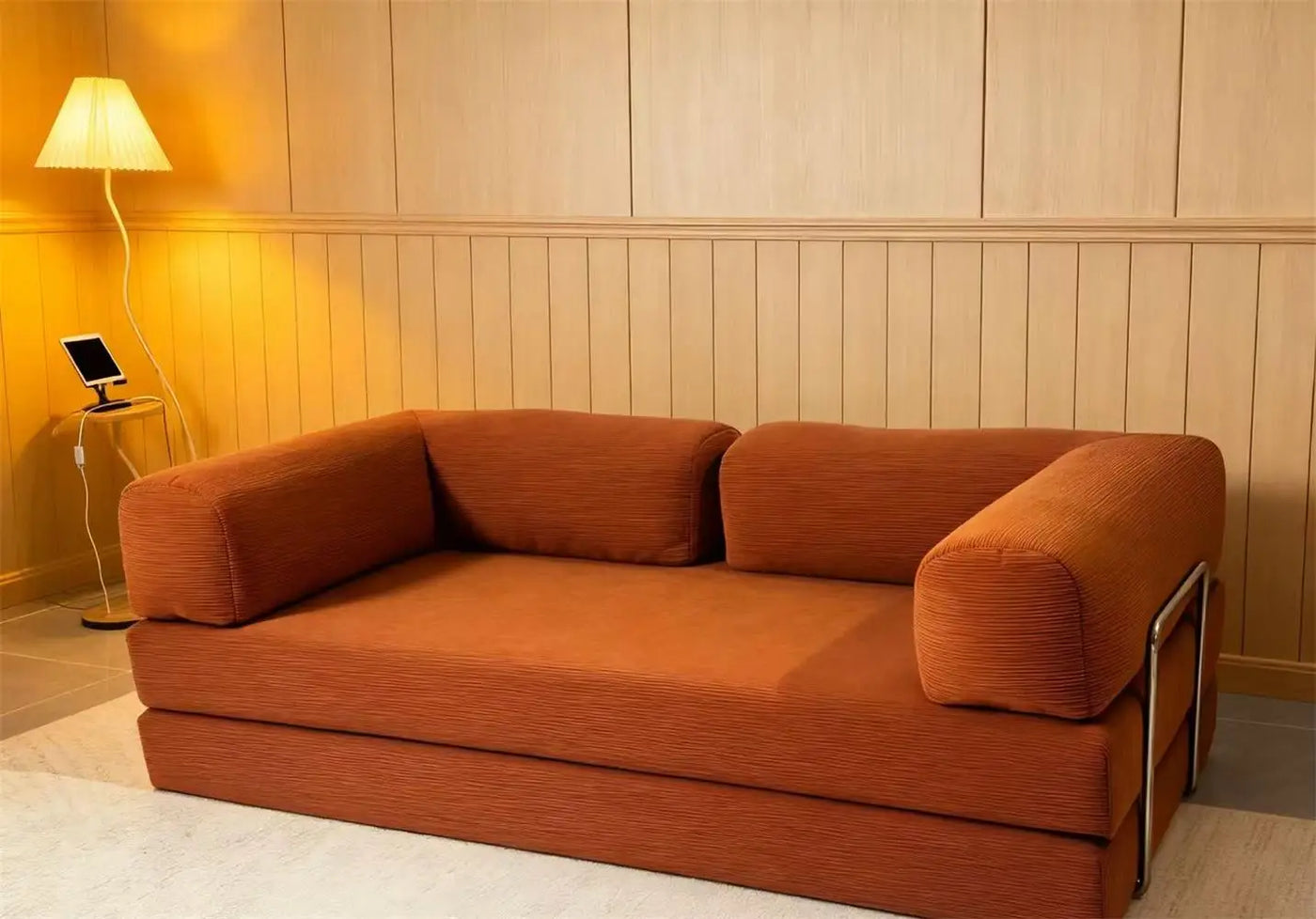 EU warehouse 2025 removable washed corduroy modular compression sofa 200 cm sleeper sofa bed bedroom furniture