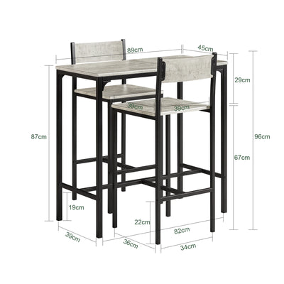SoBuy OGT03 bar table set 3-piece dining table bistro table balcony furniture bistro furniture