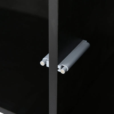 TV Cabinet for Living Room,TV Lowboard,Sideboard, with LED,2 Glass Partition,3 Drawers,White High Gloss