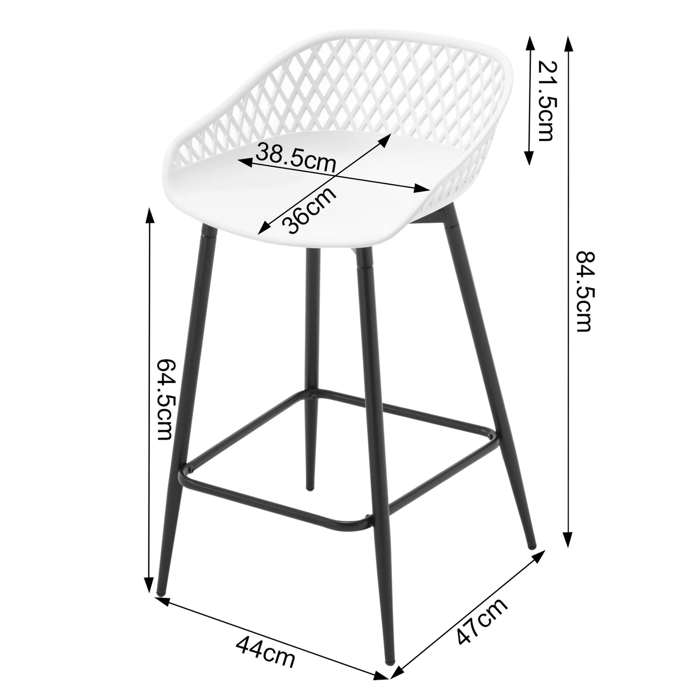 2PCS/CET Plastic Bar Stools Counter Stool with Hollow Backrest  Footrest  High Kitchen Stool for Dining Room  Bar Outdoor Patio