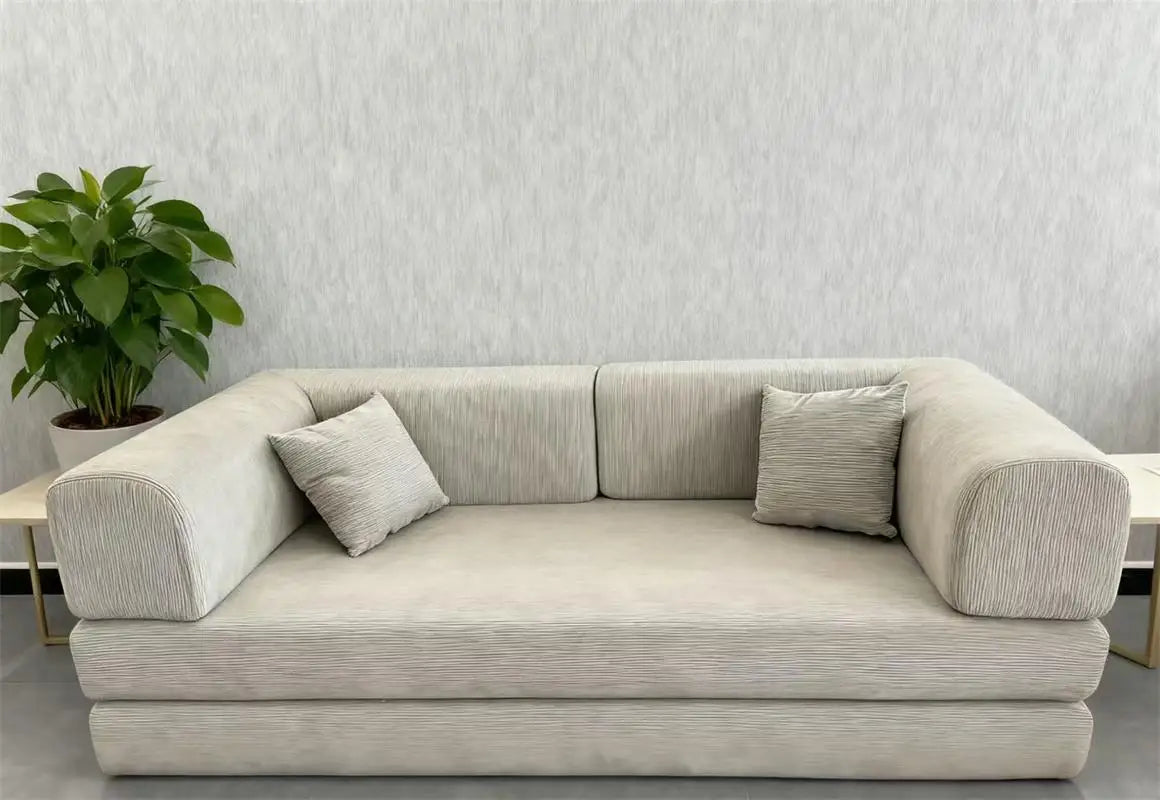 EU warehouse 2025 removable washed corduroy modular compression sofa 200 cm sleeper sofa bed bedroom furniture