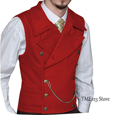 Men's Woolen Suit Vest Retro Slim Fit Double Breasted Vests Victorian Style Best Man Wedding Clothing Chaleco Hombre
