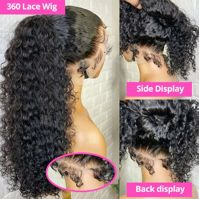 250 Density Invisible Strap 360 Full HD Lace Glueless Wig Deep Wave Frontal Wig 30 Inch Water Wave Lace Front Wigs Human Hair