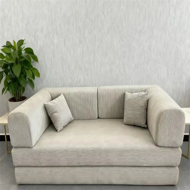EU warehouse 2025 removable washed corduroy modular compression sofa 200 cm sleeper sofa bed bedroom furniture
