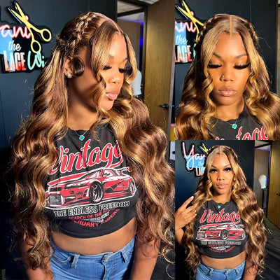 200 Density 30 32Inch 13x6 HD Lace Frontal Wig Body Wave Human Hair 427 Highlight Ombre 13x5 13x4 Lace Front Wig Brazilian Brown