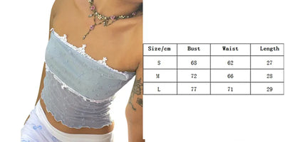 Xingqing y2k Off Shoulder Top Women Fairy Grunge Clothes Summer Sleeveless Lace Trim Patchwork Strapless Tshirt 2000s Streetwear