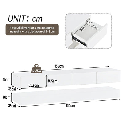 Wall mounted TV wardrobe, TV stand, TV furniture with 2 cabinets and 4 large drawers, 16 color LED lighting