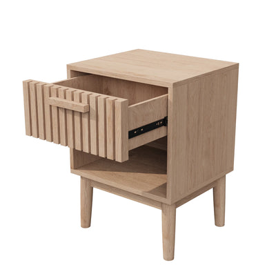 Rosahqnda Bedside Table 2 Set Boho Bedside Table with Open Shelves and Drawer Natural Wood side table table Bedside Table