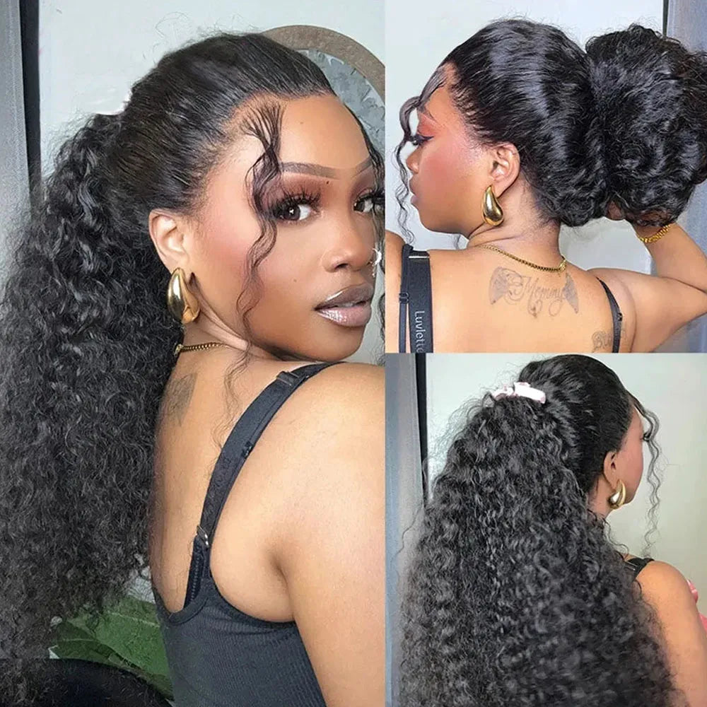 250 Density Invisible Strap 360 Full HD Lace Glueless Wig Deep Wave Frontal Wig 30 Inch Water Wave Lace Front Wigs Human Hair