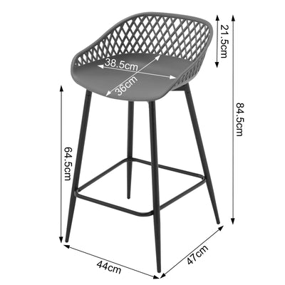 2PCS/CET Plastic Bar Stools Counter Stool with Hollow Backrest  Footrest  High Kitchen Stool for Dining Room  Bar Outdoor Patio