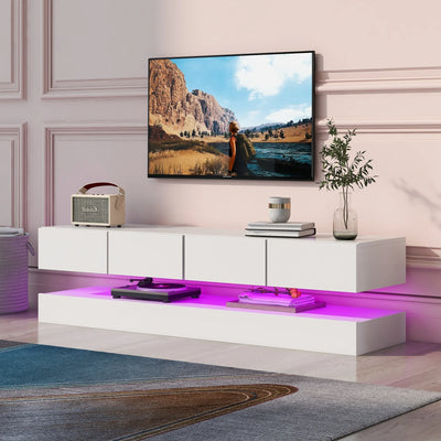 Wall mounted TV wardrobe, TV stand, TV furniture with 2 cabinets and 4 large drawers, 16 color LED lighting