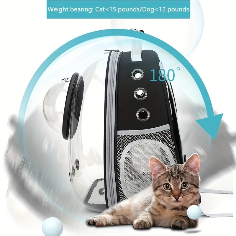 Breathable Transparent Space Capsule Cat Backpack – Durable Acrylic Pet Carrier with Zippered Access