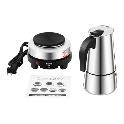 9-Cup Espresso Maker Moka Pot Coffee Infusing w/Electric Stove Stainless 450ml